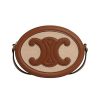Celine Oval Bag Cuir Triomphe In Textile And Calfskin Natural 20Cm 198602Efl02Nt