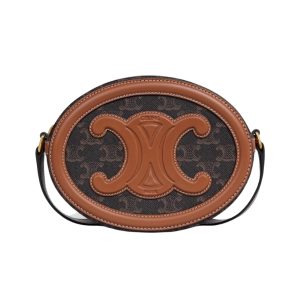 Celine Oval Bag Cuir Triomphe In Triomphe Canvas And Calfskin Tan 20Cm 198602Ein04Lu