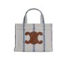 Celine Small Cabas Thais In Striped Textile And Calfskin Xhite/Blue 25Cm 199162Eyi01Bb