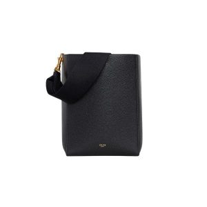 Celine Sangle Small Bucket Bag In Soft Grained Calfskin Black 26Cm 189303Ah4 38No