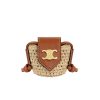 Celine Crossbody Airpods Panier In Raffia And Calfskin Tan 11Cm