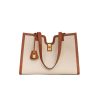 Celine Cabas 16 In Textile And Calfskin Natural Tan 37Cm 114482Fd3 02Nt