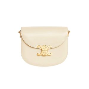 Celine Besace Clea In Shiny Calfskin White 18Cm 110413Bf4 02Pp