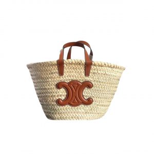 Celine Triomphe Celine Panier In Palm Leaves Brown 25Cm