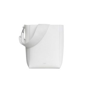 Celine Sangle Small Bucket Bag In Soft Grained Calfskin White 26Cm 189303Ah4 01Bc