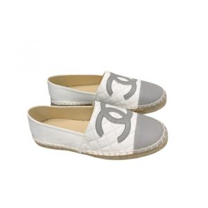 Chanel Cc Espadrilles White Gray - 40 Eu 9 Us 25 5 Cm 10 In