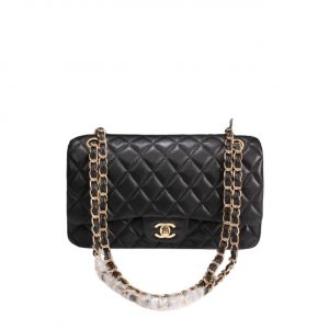Chanel Classic Lambskin Flap Black Gold Hardware 25Cm
