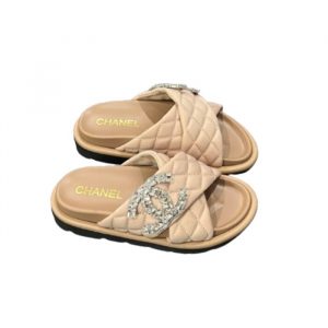 Chanel Cc Slippers Studded Beige - 41 Eu 10 Us 26 Cm 10 2 In