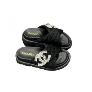 Chanel Cc Slippers Studded Black - 36 Eu 5 Us 23 5 Cm 9 2 In