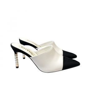 Chanel Mules Lambskin Grosgrain White - 37 Eu 6 Us 24 Cm 9 4 In