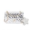 Chanel Mini Flap Bag Star Coin Purse Silver 24Cm