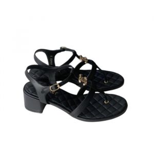 Chanel Sandal Open Round Toe Flip Flops Black - 36 Eu 5 Us 23 5 Cm 9 2 In 3