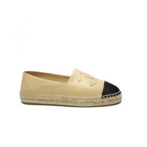 Chanel Cc Espadrilles Slip On Sheepskin Beige Black G29762 X01000 C0204 - 38 Eu 7 Us 24 5 Cm 9 46 In