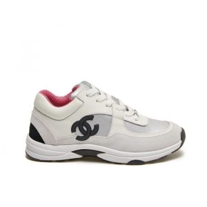 Chanel Suede And Leather Cc Low Top Sneakers White Pink - 35 Eu 4 Us 23 Cm 9 In