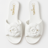 Chanel Camellia Slides White