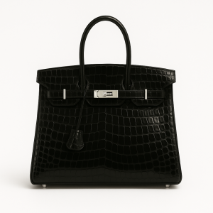 Hermes Birkin 30 Black Shiny Niloticus Crocodile Silver Hardware