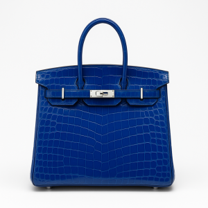 Hermes Birkin 25 Bleu Electric Shiny Niloticus Crocodile Palladium Hardware