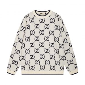 New Alphabet Jacquard Crew-Neck Sweater - L, White