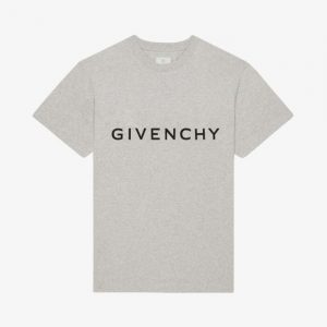 Lettering Print T-Shirt - Light Grey, M