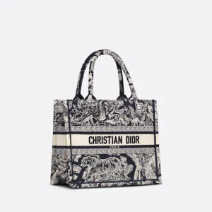 Small Dior Book Tote Blue Toile De  (26.5 X 21 X 14 Cm)