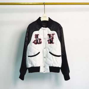 Black And White Patchwork Embroidered Baseball Jacket - Black, L
