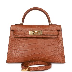Hermes Kelly Sellier 20Cm Gold Matte Alligator Gold Hardware