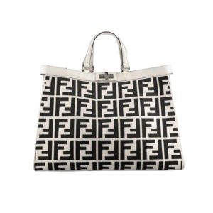 Fendi Peekaboo Ff Logo Xtote Black And White 40Cm