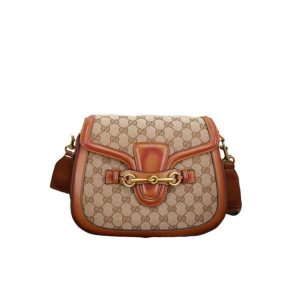 Gucci Lady Web Original Gg Shoulder Bag Beige And Light Brown Hand Stained Leather 25Cm 383848 Kh1Va 8527