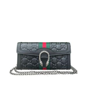Gucci Women's Dionysus Gg Supreme Chain Bag Black 19Cm