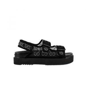 Gucci Gg Sandal With Crystals Black 701158 F13A0 1000 - 35 Eu 4 Us 23 Cm 9 In