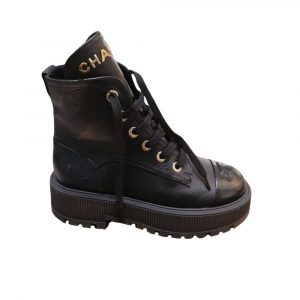 CHANEL CC LACE UP BOOT BLACK G45124 B14018 94305 - 36 Eu 5 Us 23 5 Cm 9 2 In