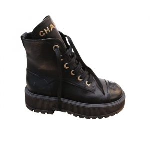 Chanel Cc Lace Up Boot Black G45124 B14018 94305 - 36 Eu 5 Us 23 5 Cm 9 2 In