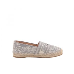 Dior Fabric Granville Espadrille Embroidered Cotton Gray - 35 Eu 4 Us 23 Cm 9 In