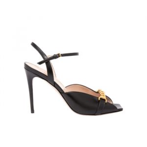 Gucci Ankle Buckle Strap Sylvie Chain Sandals In Black - 39 Eu 8 Us 25 Cm 9 8 In