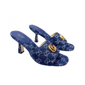 Gucci Women's Gg Denim Sandals - 37 Eu 6 Us 24 Cm 9 4 In