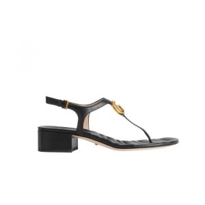 Gucci Double G Sandal Leather Black 674840 Bko00 1000 - 36 Eu 5 Us 23 5 Cm 9 2 In