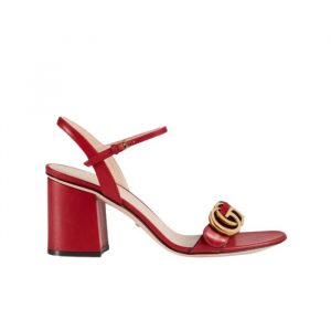Gucci Double G Leather Mid Heel Sandal Red 453379 A3N00 - 41 Eu 10 Us 26 Cm 10 2 In
