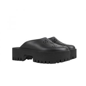 Gucci Men'S Slip On Sandal Black Gg Rubber 655517 Jfb00 1000 - 39 Eu 8 Us 25 Cm 9 8 In