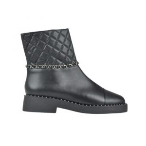 Chanel Ankle Boots With Side Zip Chain Black - 37 Eu 6 Us 24 Cm 9 4 In