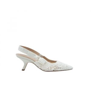 Dior J'Adior Slingback Pump Transparent Mesh Embroidered With Butterfly Motif White - 37 Eu 6 Us 24 Cm 9 4 In
