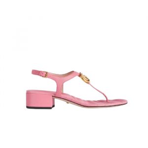Gucci Double G Sandal Leather Pastel Pink 674840 Bko00 5815 - 38 Eu 7 Us 24 5 Cm 9 46 In