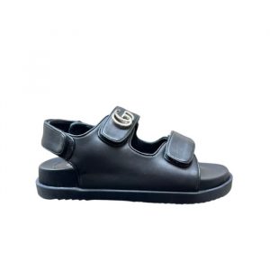 Gucci Double G Sandal Black 771578 Bko00 1000 - 39 Eu 8 Us 25 Cm 9 8 In
