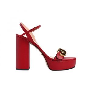 Gucci Gg Leather Heeled Sandal Red - 40 Eu 9 Us 25 5 Cm 10 In 2