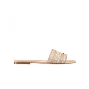Dior Dway Slide Gold Cotton Kcq209Lcs S62K - 37 Eu 6 Us 24 Cm 9 4 In