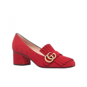 Gucci Marmont Fringe Suede 55Mm Loafer Red From Neiman Marcus - 40 Eu 9 Us 25 5 Cm 10 In