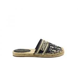 Dior Granville Oblique Espadrille Cotton Flats In Black - 37 Eu 6 Us 24 Cm 9 4 In