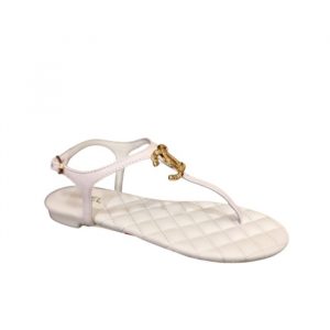 Chanel Cc Logo Thong White Sandals G36238 - 36 Eu 5 Us 23 5 Cm 9 2 In