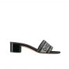 Dior Dway Heeled Slide Embroided Cotton Black