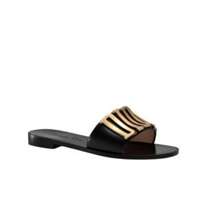 Dior Black Leather Diorevolution Flat - 39 Eu 8 Us 25 Cm 9 8 In