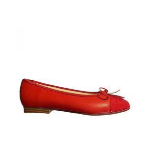 Chanel Cc Cap Toe Ballet Flats In Light Red Patent Leather - 39 Eu 8 Us 25 Cm 9 8 In